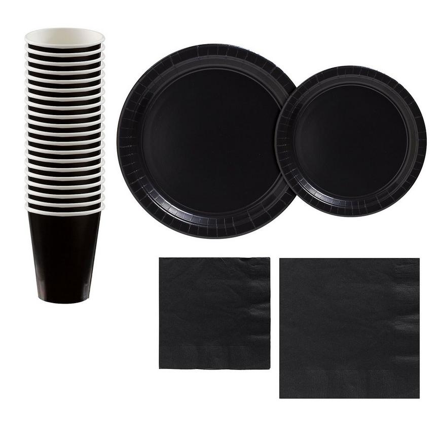 Black Paper Tableware Kit for 20 Guests